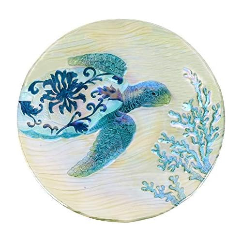 Cac 18'' Turtle Glass Plate With Hologram Paint