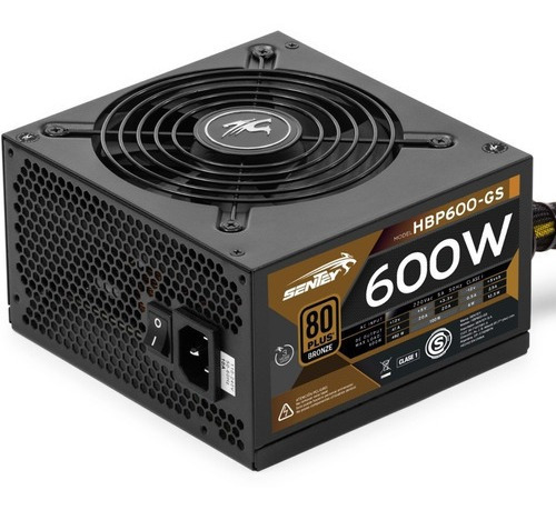 Imagen 1 de 6 de Fuente De Alimentación Para Pc Sentey Hbp600-gs 600w Certificación 80 Plus Bronze Negra