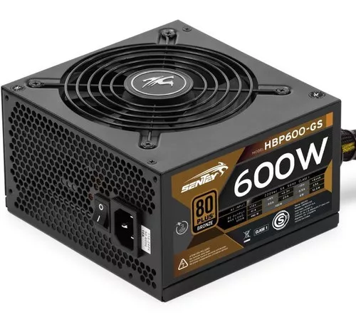 Fuente De Alimentación Para Pc Sentey Hbp600-gs 600w Certificación 80 Plus  Bronze Negra