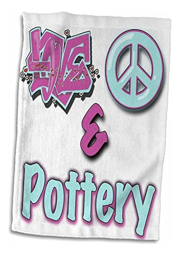 3d Rose Love Peace And Pottery Toalla Azul Pastel Y Morado, 