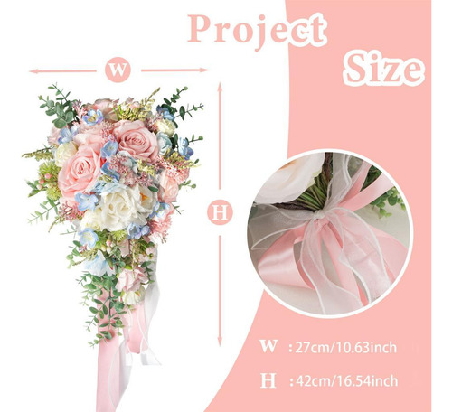 Bouquet De Boda Para Novia Cascada Floral Rosa Flores
