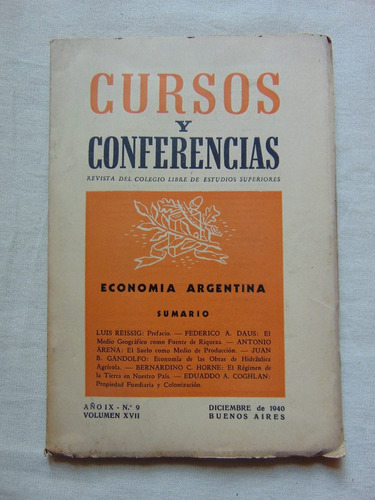 Revista Cursos Y Conferencias. Economia Argentina. 1940