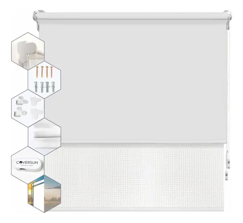 Cortina Roller Doble 35x200 Cm 100% Blackout + Sunscreen 6%