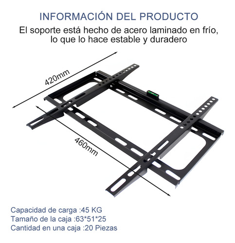 Soporte De Tv Universal 26-63 Pulgadas Soporta Hasta 50kg Negro Ajustable, Robusto Y Fácil Instalación