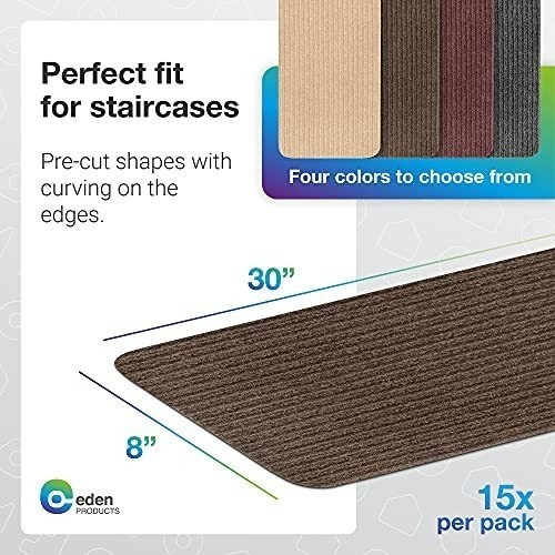 Alfombras Autoadhesivas Para Escalera 20x76cm- Moca X 15u.