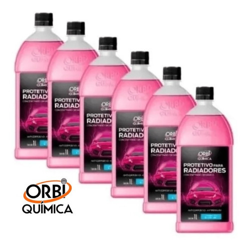 Aditivo Radiador Orbi Rosa Concentrado Carro Caminhão 1l 6un