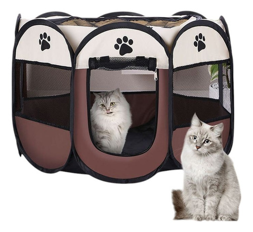 Corralito Corral Xxl Mascotas Perro/gato Grande 114x114x60cm Marrón