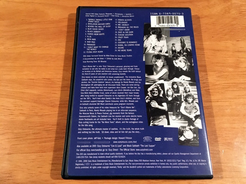 Ozzy Osbourne Don't Blame Me - The Tales - Dvd Usa 2000
