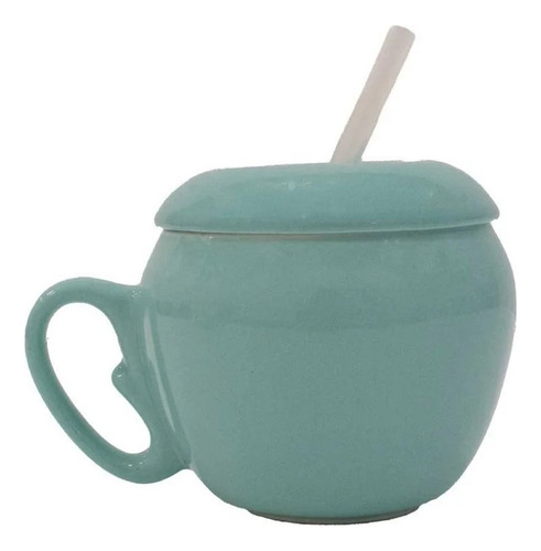 Taza Disney Princesas De Cerámica Con Tapa 240ml 1pz Color Agua Ariel