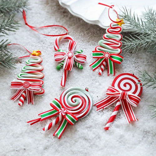 5 Piezas De Adornos Navideños Para Colgar En Forma De Pirule
