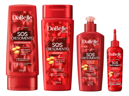 Kit Dabelle Sos Crescimento Shampoo+cond+creme Pent+tônico