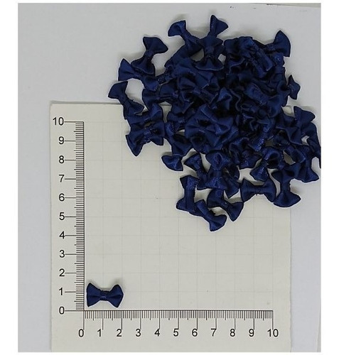 50 Mini Laços De Cetim  2,1 Cm - Azul Marinho - Lembrancinha