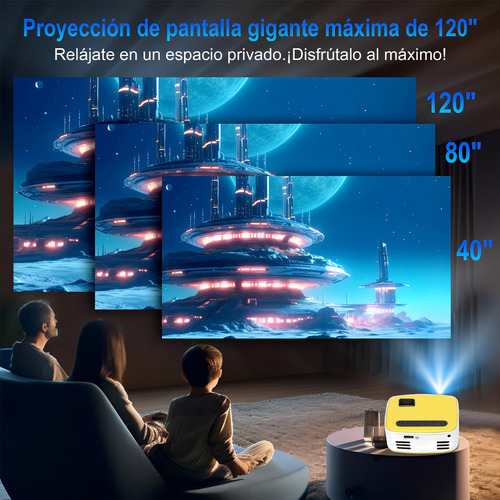 Mini Proyector Portatil Wifi para Smartphone/IOS/Android, 2.4g/5g Wifi, 720p Nativo Full Hd (soporte 1080p) 120ansi/4800 Lumens, 30000 Horas Proyector tv Tvstick/excel/ppt