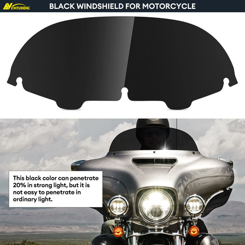 Parabrisas Redondo 17.8 Cm Para Harley Davidson Touring Negr