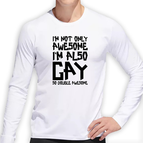 Remera Hombre Ml Gay Pride Frase Awesome Orgullo Unico