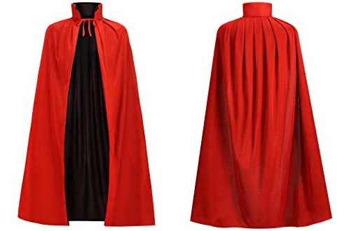 Yolsun Capa Reversible Roja Y Negra Para Adulto, Disfraz De
