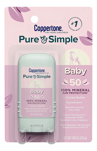 Bloqueador Coppertone Pure And Simple Baby Stick, Spf 50