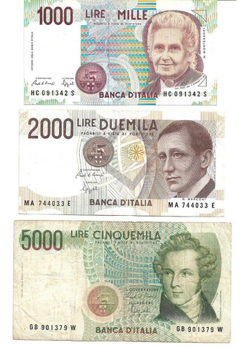 Italia Mini Set 1000,2000,5000 Liras 1984/1997 Usado