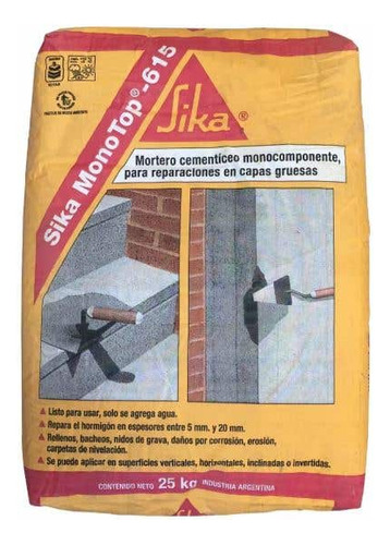 Sika Monotop 615 Mortero Cementicio Reparacion 25kg - Rex