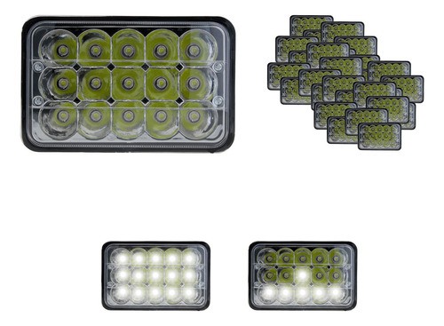 20 Faros Unidad Cuadrada Rectangular 15 Leds 4x6 Alta/baja