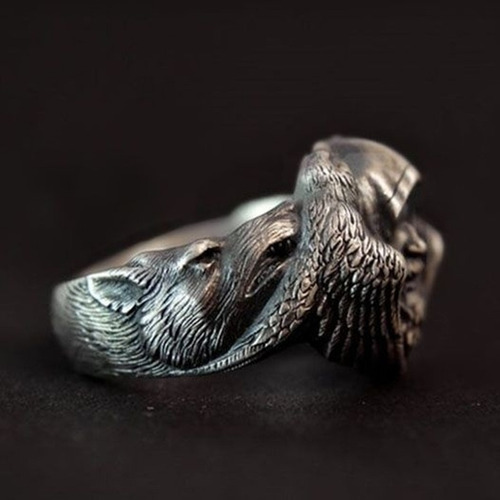 Anillo De Plata De Cuervo De Odin De Mitología Nórdica Para