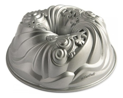 Molde Let It Snow Bundt Navidad Nordic Ware Color Plateado