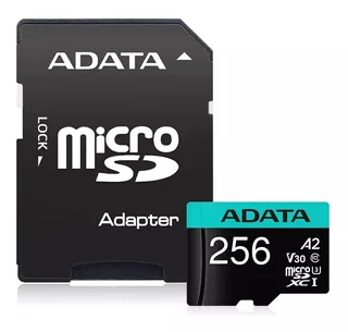 Tarjeta de memoria Adata AUSDX256GUI3V30SA2-RA1 Premier Pro con adaptador SD 256GB