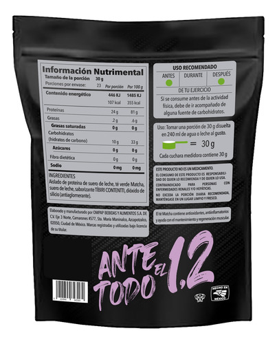 Tibiri Proteína + Matcha Orgánico; Control Peso, 0% Azúcar