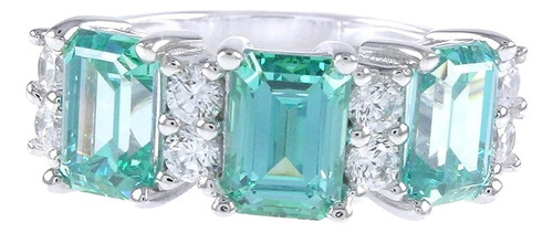 Jewel Zone Us Anillo Tres Piedras Con Turmalina Azul Verde Y