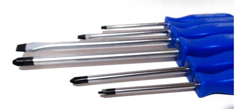 Chave de fenda de ponta plana Uyustools Deg-604 com alça de plástico ergonômica, pacote x 6 unidades