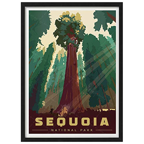 Póster De Viaje Vintage Del Parque Nacional De Secuoya...