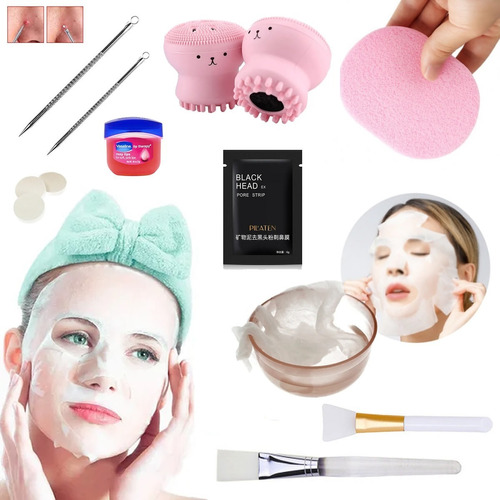 Kit De Limpieza Facial Set Cuidado D La Piel Brochas Mascara