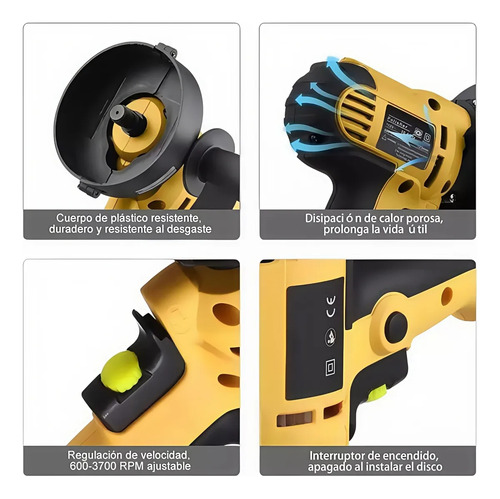 Pulidora Eléctrica Para Coche 700w Juego De 17 Piezas Color Amarillo
