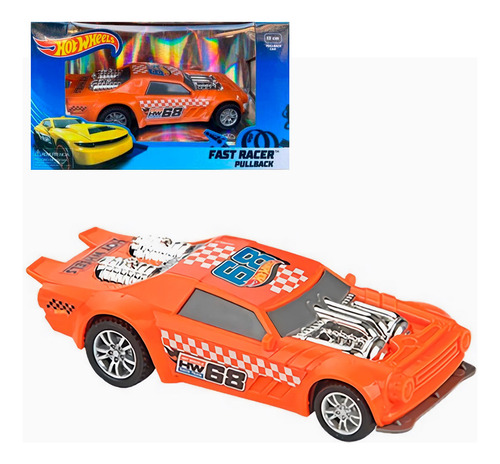 Auto Hotwheels Fast Racer Pullback Naranjo - Fmt