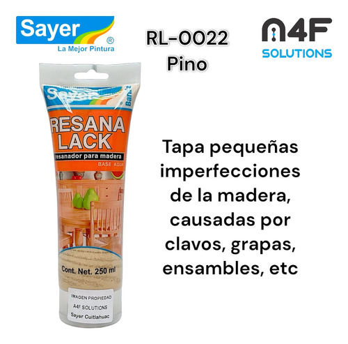 Sayer Resanalack Para Madera Base Agua Pino (250ml) 2pz