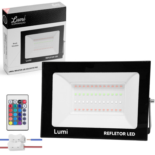 Refletor Super Micro Led Holofote Pro 200w Bivolt Prova D'água Cor Da Luz Colorido Rgb Lumi 1ª Linha