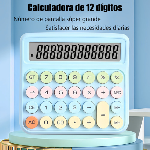 Calculadora De 12 Dígitos Multicolor Con Pantalla Grande Color Morado