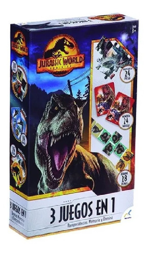 Juego De Mesa Novelty 3 En 1 Jurassic World Dominion Edad 3