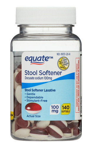 Equate Stool Softener Docusato De Sodio 100mg 140 Cápsulas 