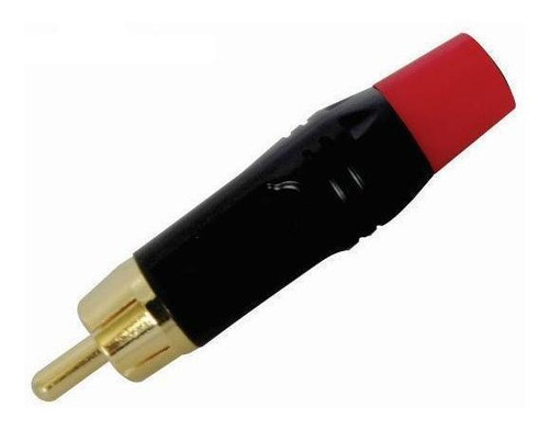 Plug Rca Macho Negro, Metálico Franja Roja Kapton Pl-185rd