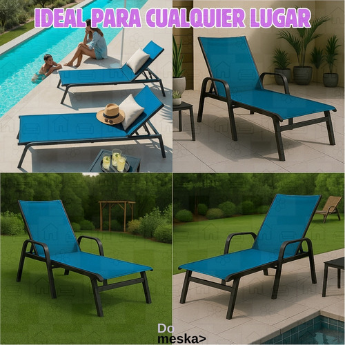 Camastro Metálico Para Playa Hogar Jardín 1 Pz Inmatmex Azul