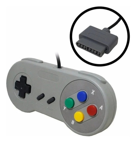 Controles Para Super Nintendo Famicom Snes Joystick Cor Cinza