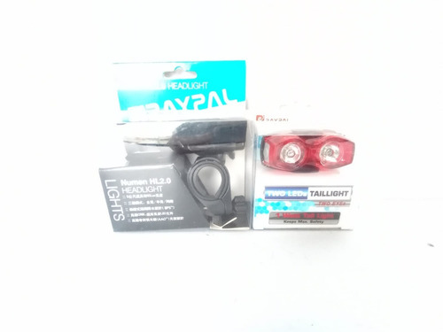 Kit Farol + Lanterna Led Para Bike Preto / Vermelho