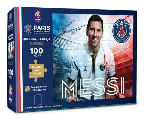 Quebra Cabeça Psg Lionel Messi 100 Pcs Mimo Toys