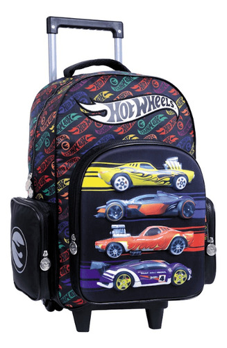 Mochila Carro Hot Wheels Wabro 18 Pulgadas Color Negro