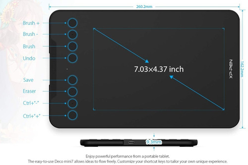 Imagen 3 de 10 de Tableta Digital P/diseño Grafico Mediana Xp-pen Deco Mini 7