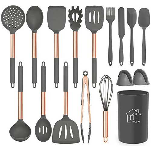 Silicone Cooking Utensil Set,ailuki Kitchen Utensils 17 Pcs