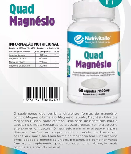 Promo 2x Magnesio 4x 60cáps Glicinato/malato/citrato/taurato