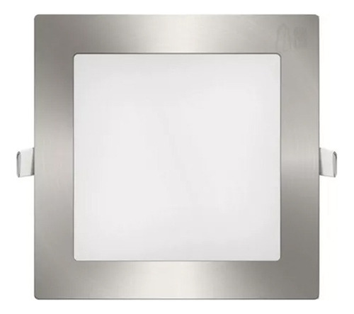 Panel Plafon Led Embutir 18w Cuadrado Acero Plateado Techo