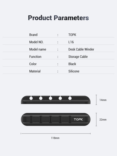 Imagen 8 de 8 de Organizador De Cable Silicona 5 Ranuras